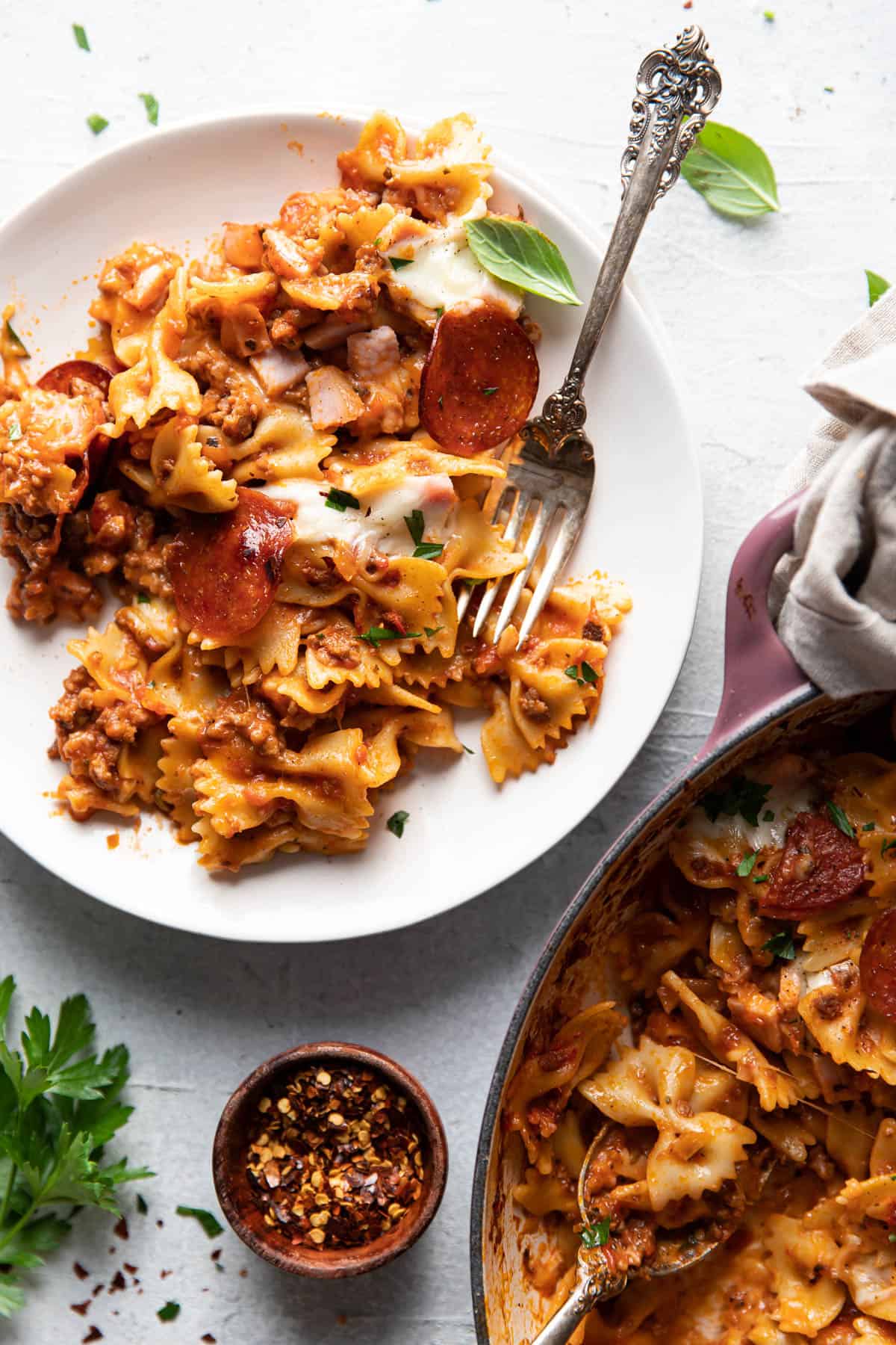 meat lovers pizza pasta bake.