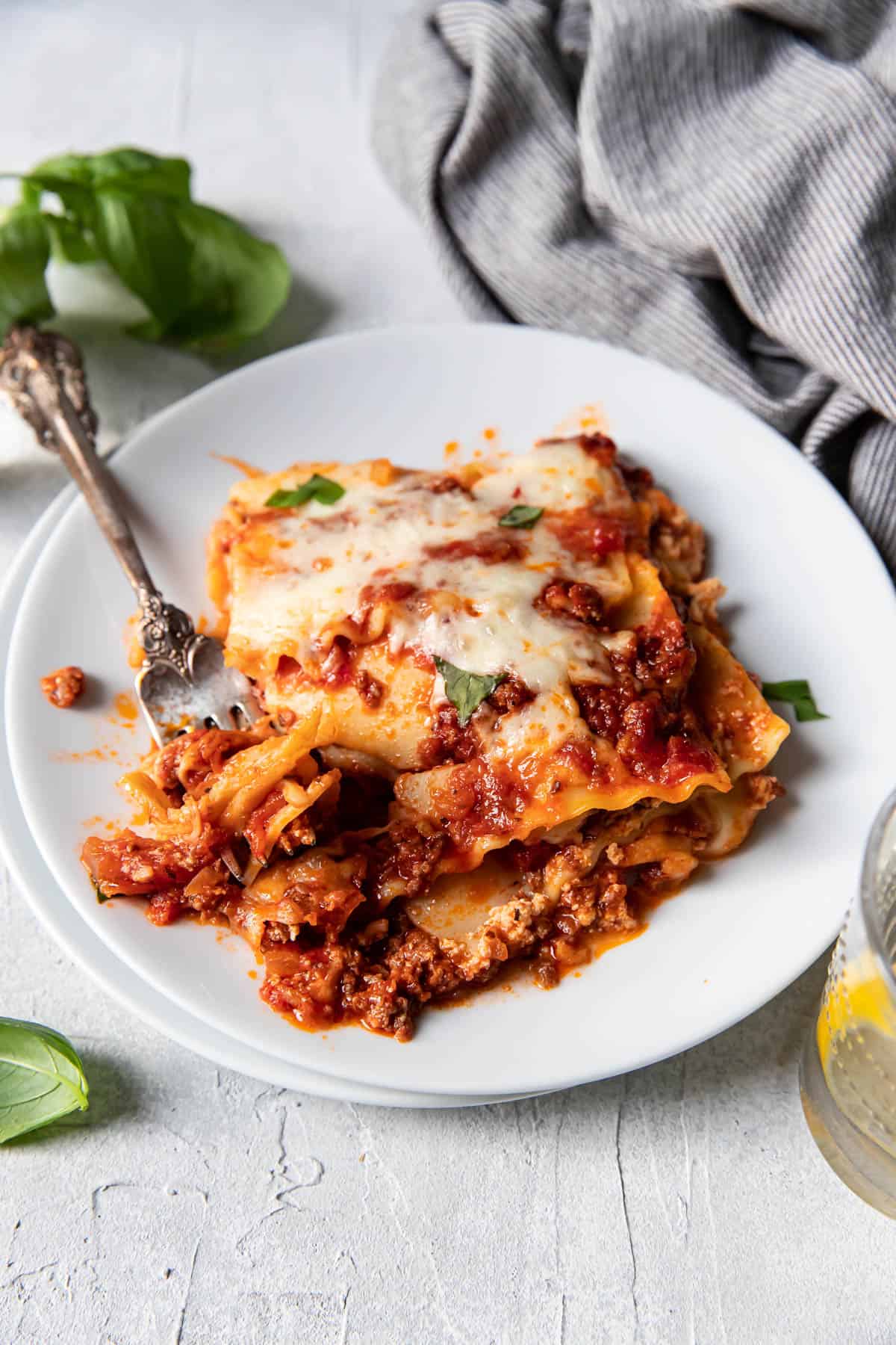 lasagna on a plate.