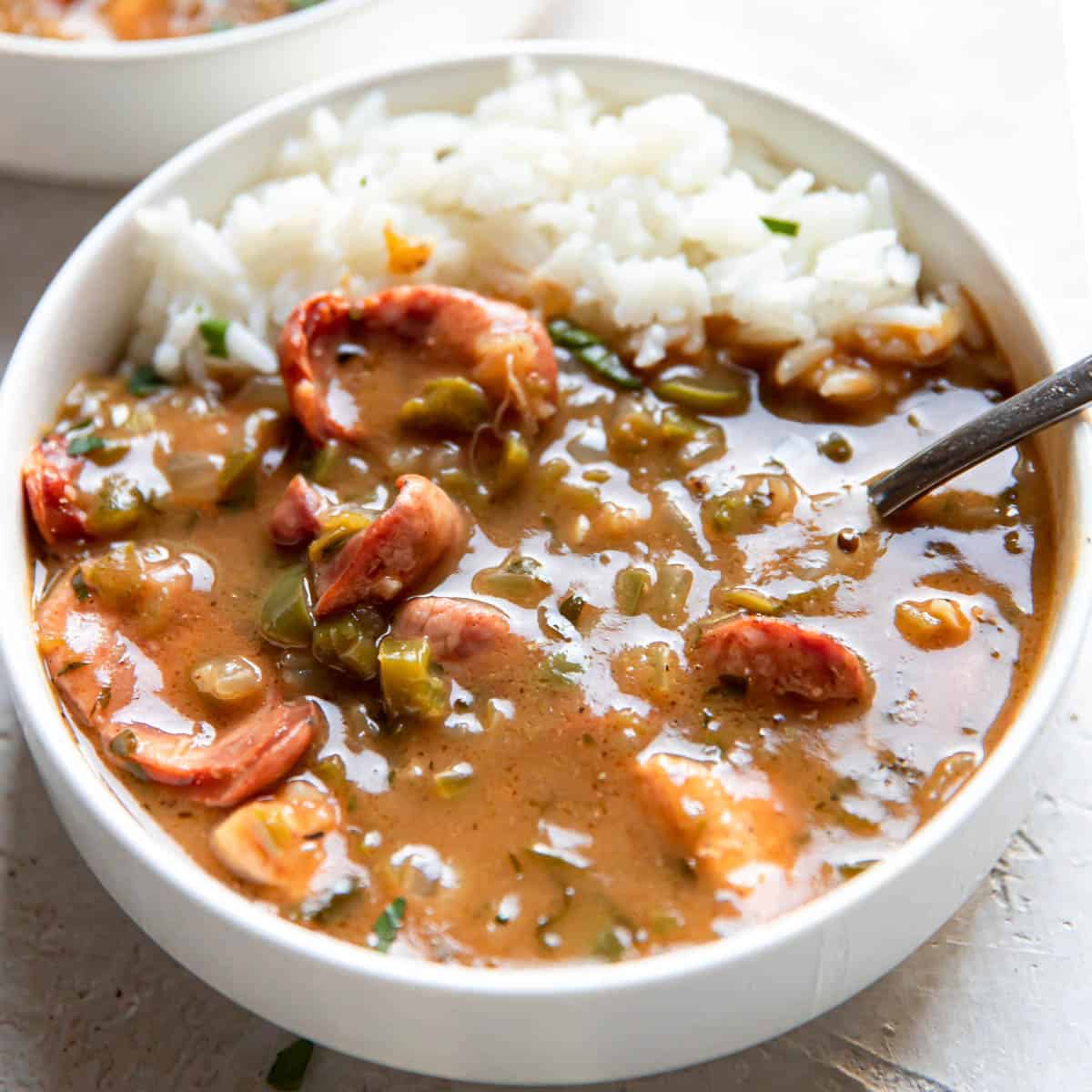 Chicken and Andouille Sausage Gumbo - Modern Crumb