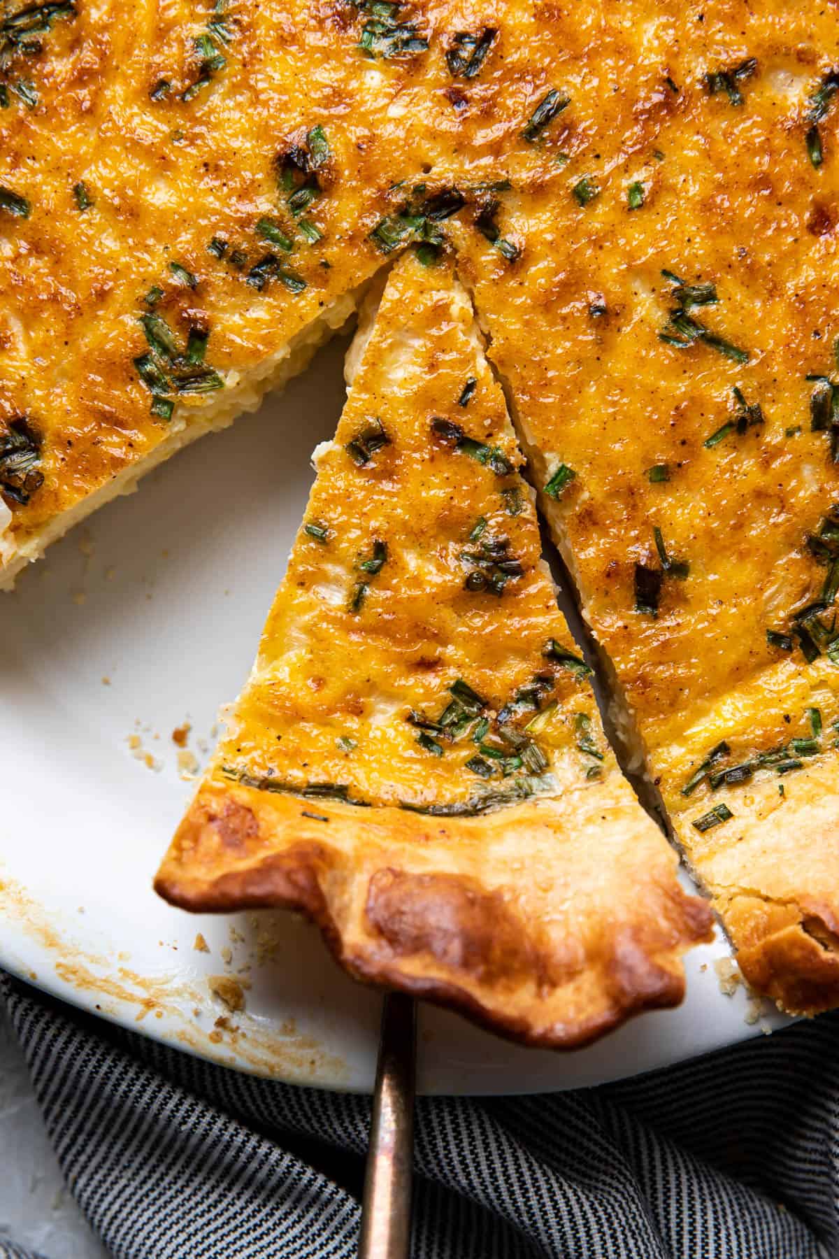 quiche in a pie plate.