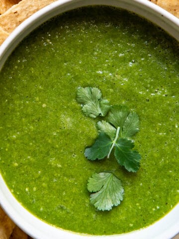 salsa verde in a bowl.