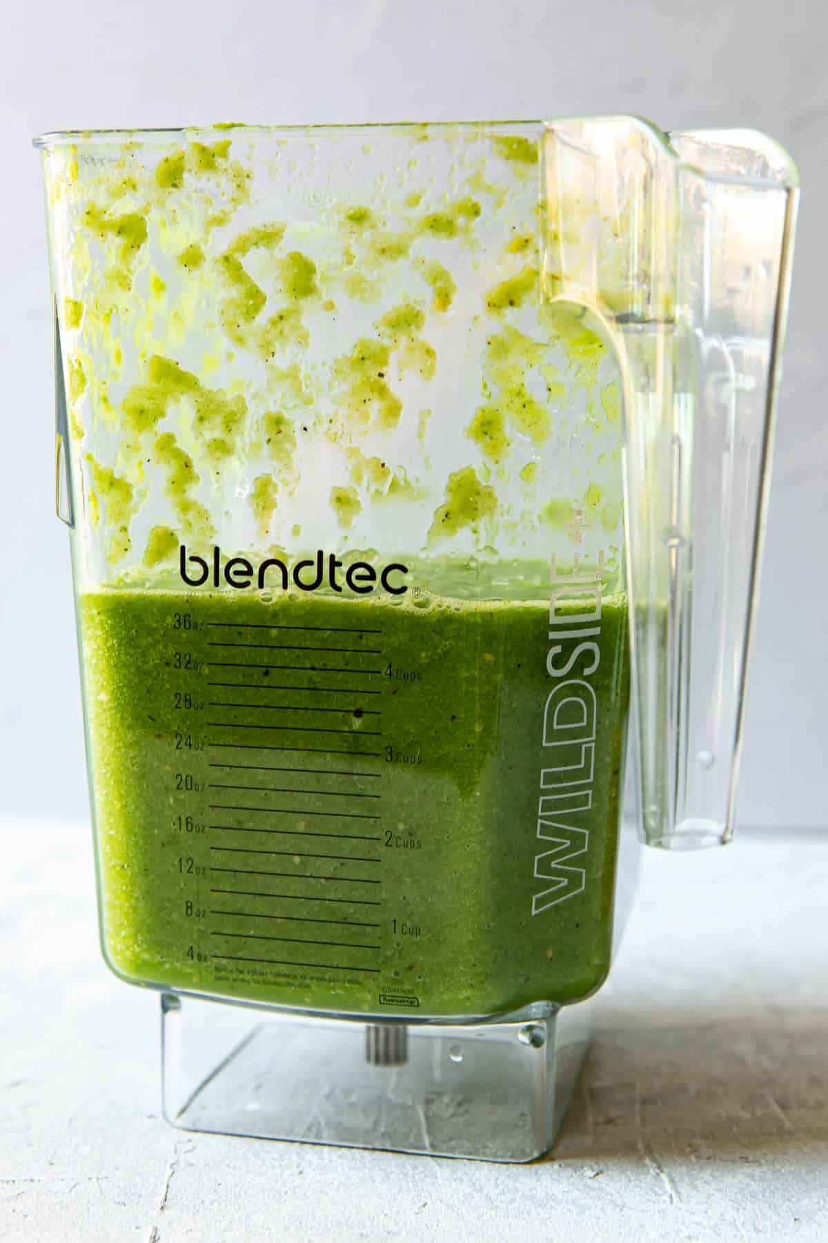 salsa verde in a blender.