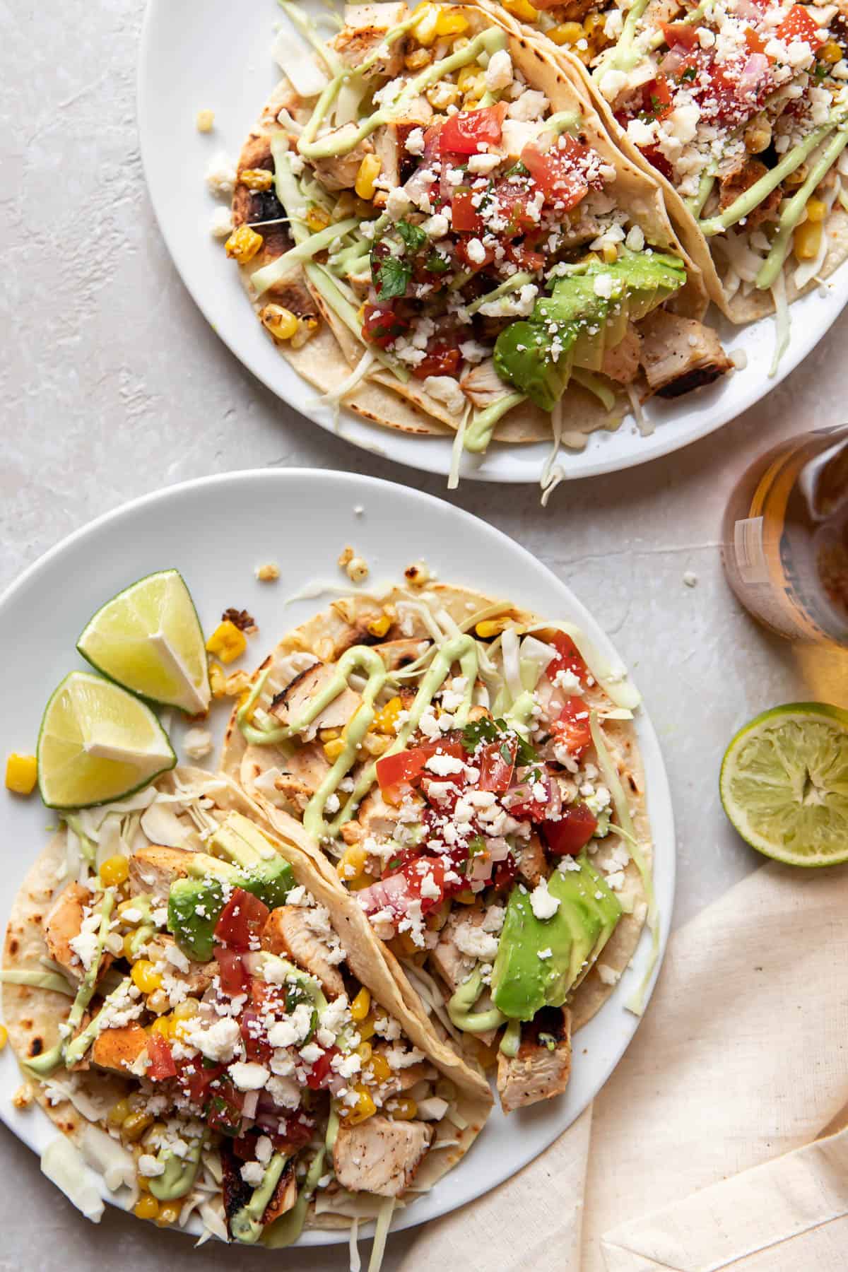 blackened chicken tacos on a plate.