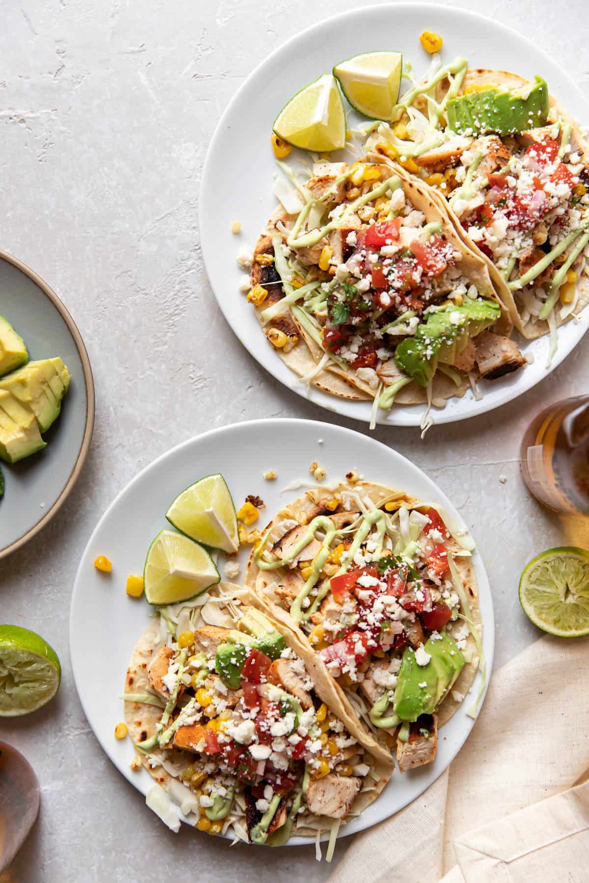 blackened chicken tacos on a plate.