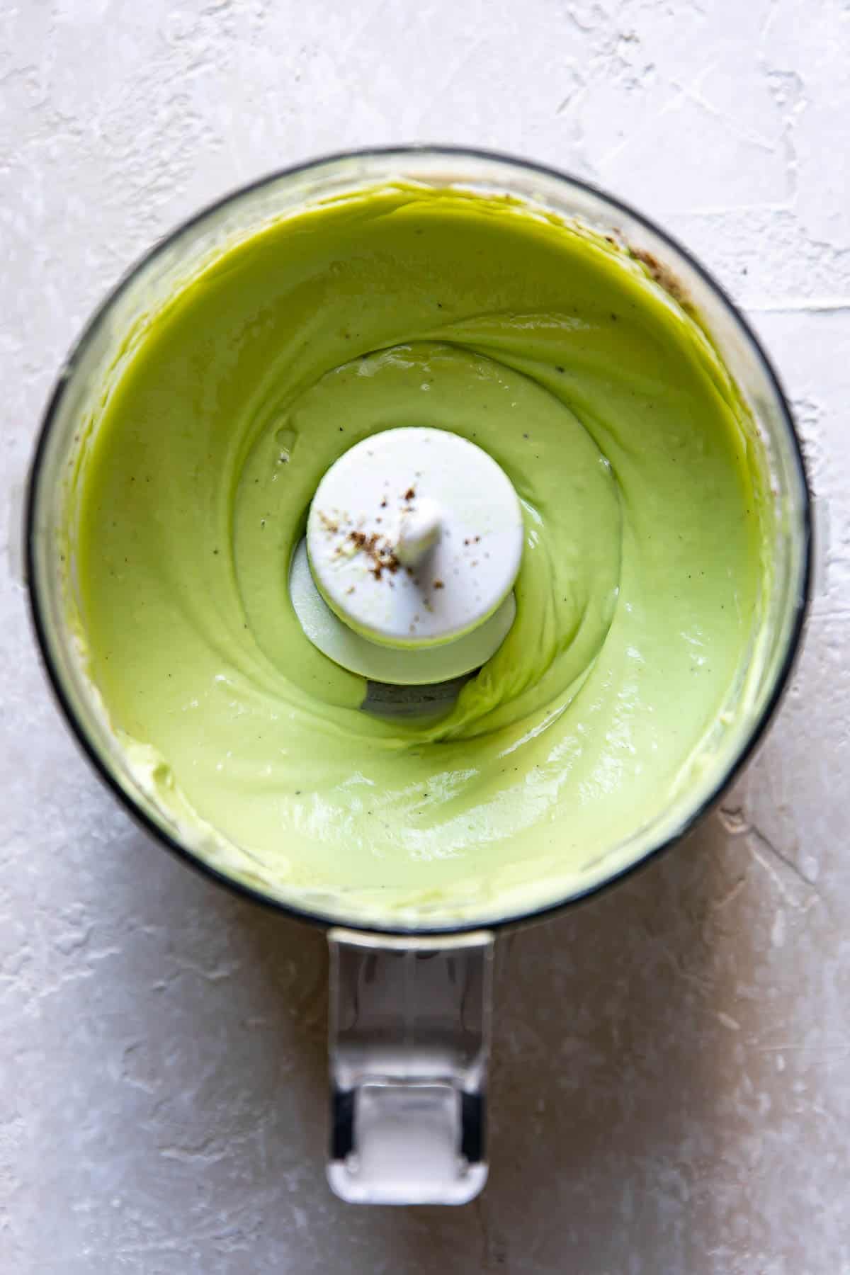 avocado crema in a food processor.