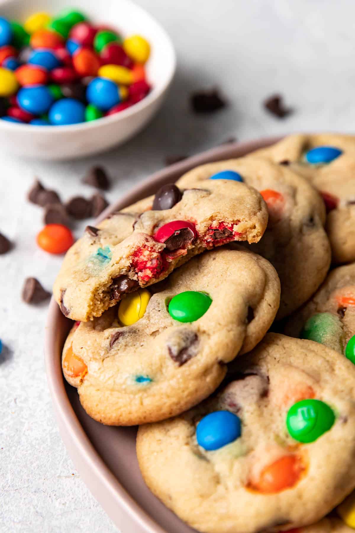 mm cookies on a plate.