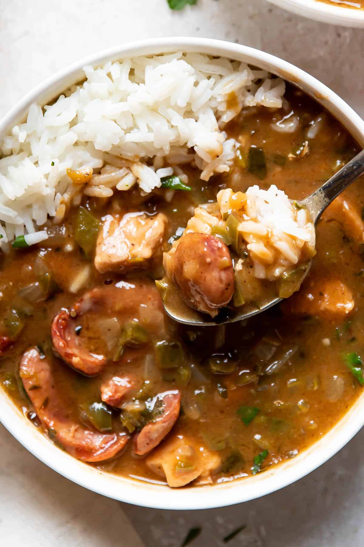 gumbo in a bowl.