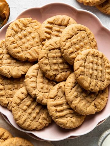 peanut butter cookies on a plate.