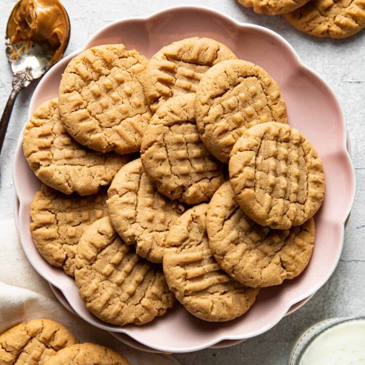 peanut butter cookies on a plate.