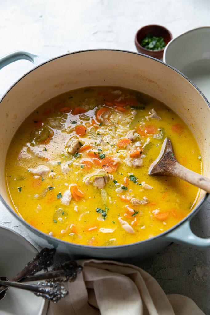 Creamy Chicken and Rice Soup - Modern Crumb