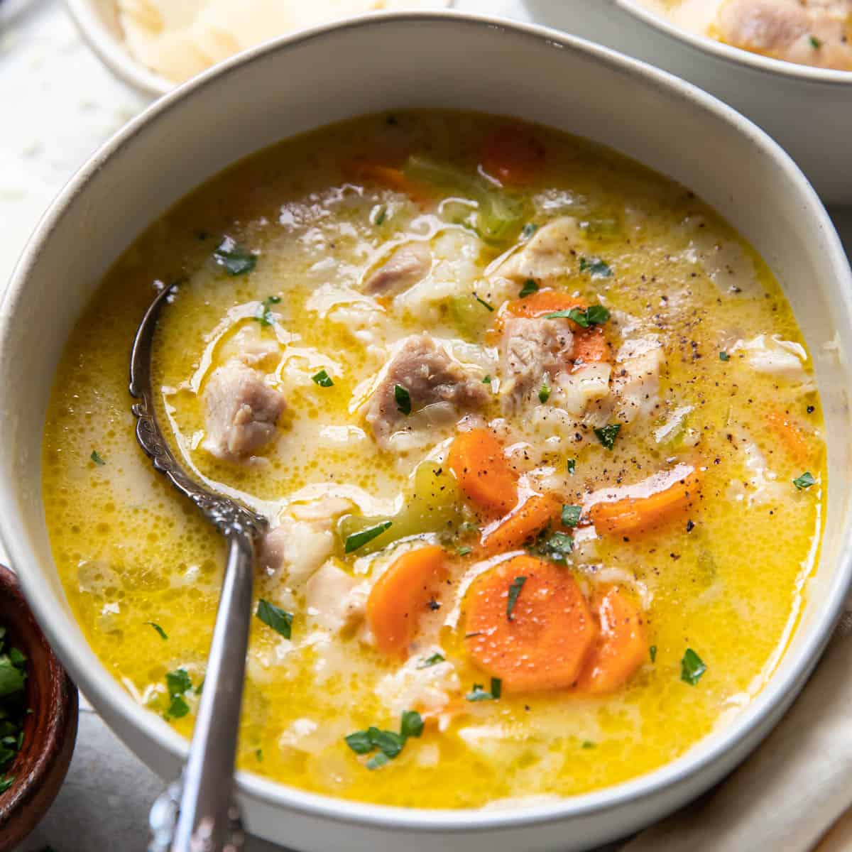 Creamy Chicken and Rice Soup - Modern Crumb