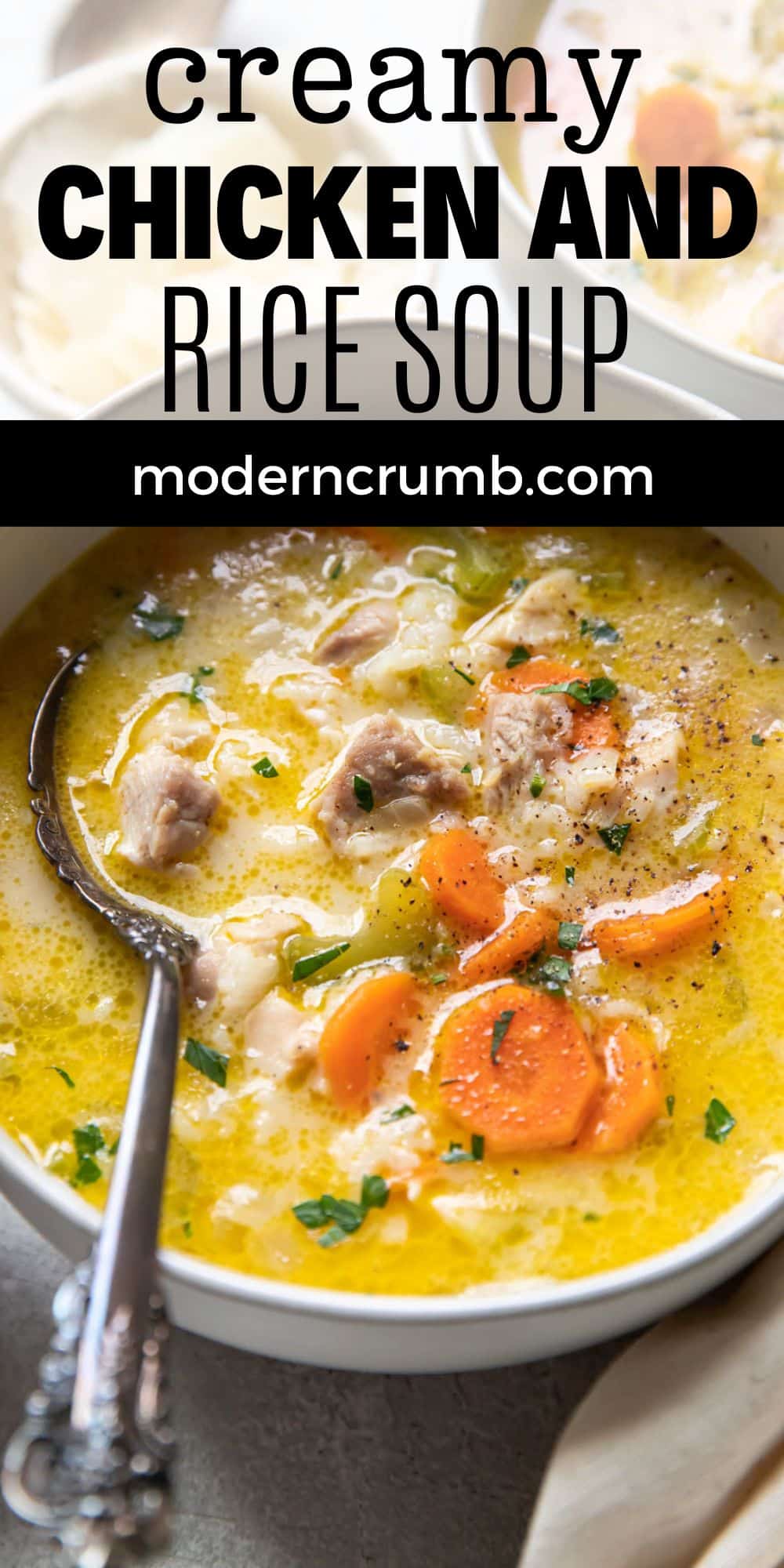 Creamy Chicken and Rice Soup - Modern Crumb