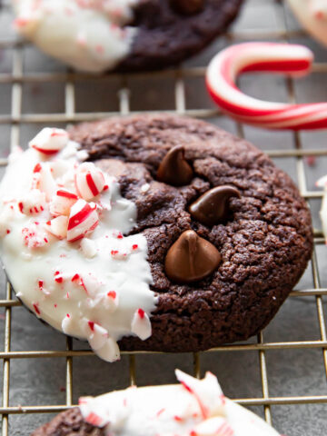 chocolate candy cane cookies.
